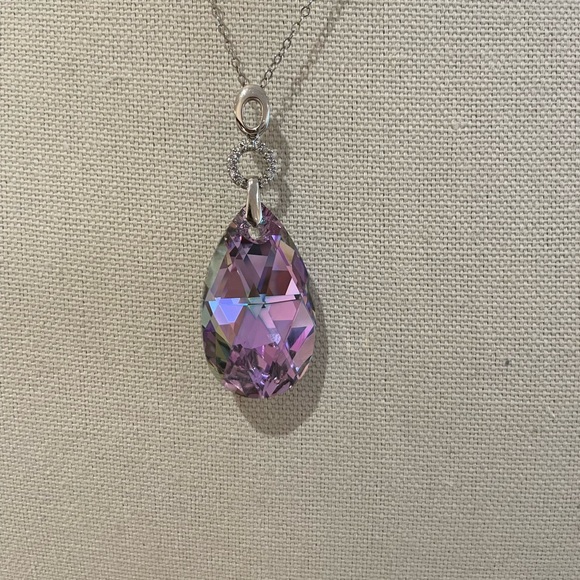 Sterling silver purple crystal pendant - Picture 3 of 7